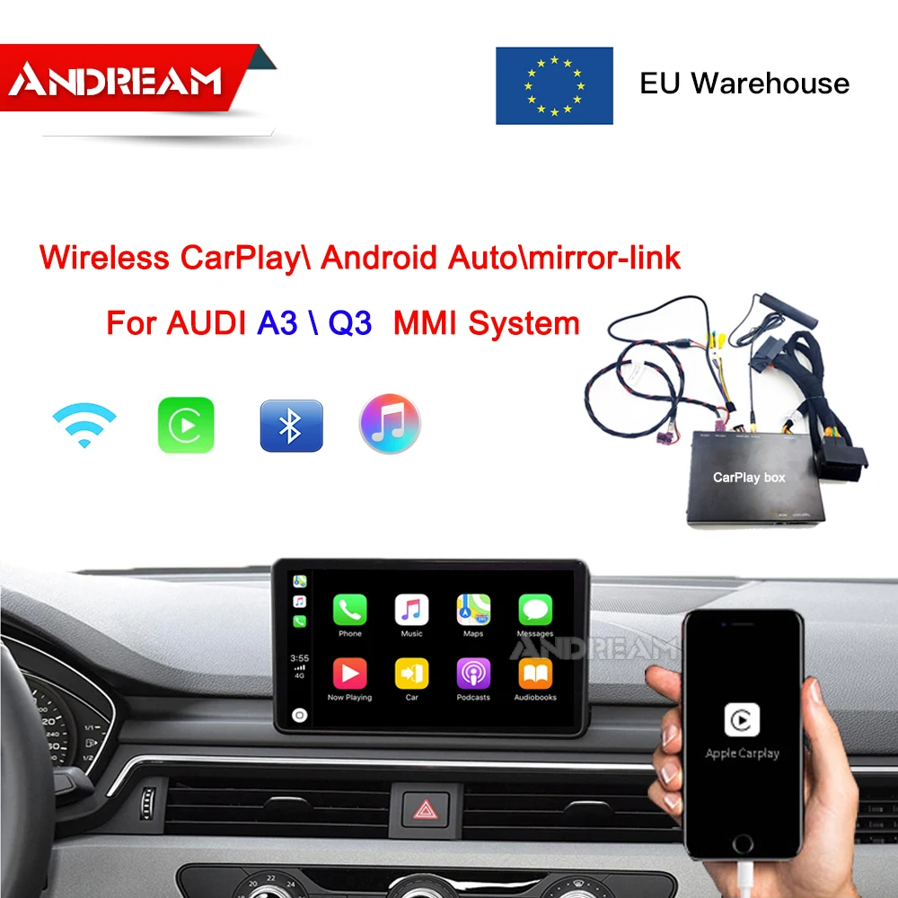 Беспроводной CarPlay интерфейс коробка для AUDI A3/Q3 экран обновления MMI системы Поддержка Зеркало Ссылка Aftermarket камера