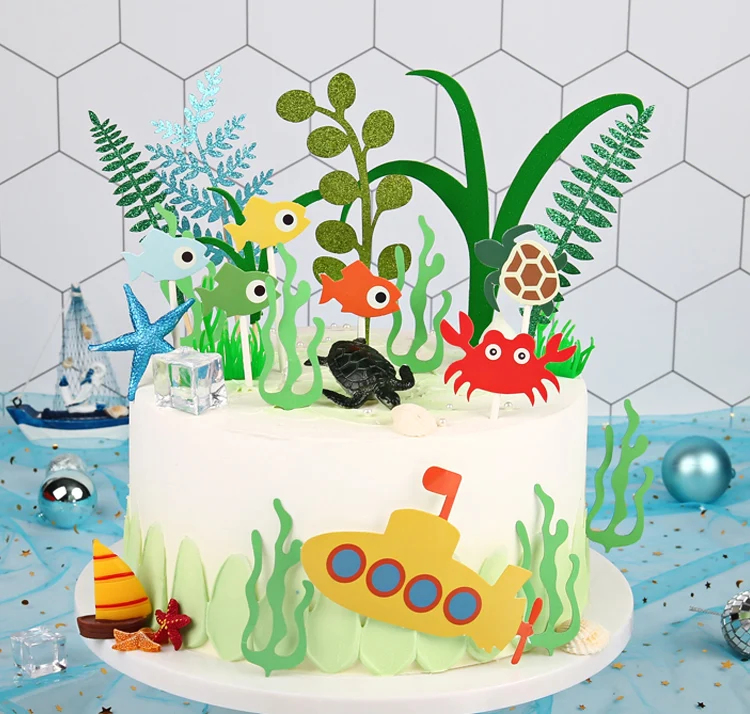 Beautiful Sea Ocean Theme Cake Topper Happy Birthday Party