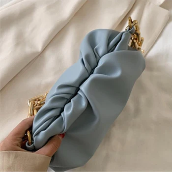 

Single Shoulder Armpit Bag for Women 2020 New Summer Fashion Web Celebrity Pleated Chain Cross Body Fairy Cloud White