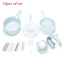 12 шт. набор многофункциональная Терка разделочная доска коробка для хранения кухонный набор для приготовления пищи необходимый гаджет синий розовый кухонный инструмент для приготовления пищи
