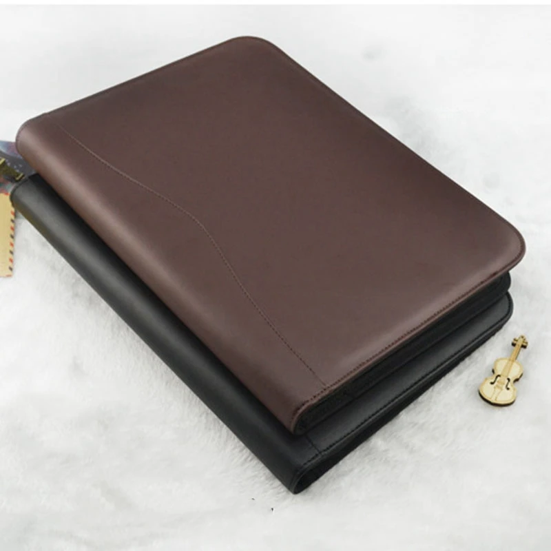 Zipper Business Manager Folder A4 Folder Pu Leather Multi-Function Folder Office Supplies Business Manager with Calculator123