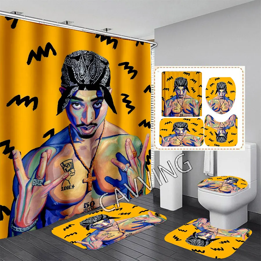 net curtains CAVVING 3D Print TUPAC 2PAC Shower Curtain Waterproof Bathroom Curtain Anti-slip Bath Mat Set Toilet Rugs Carpet Home Decor H02 Curtains best of sale