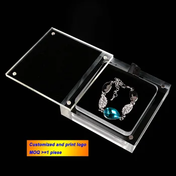 

Clear Jewelry Disply Case Pendant Earring Showing Box Diamond Storage Holder Organizer With Reversible Pad and Lid