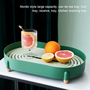 

Multifunctional Large Capacity Nordic Detachable Vegetable Fruit Kitchen Tools Home Plate Drain Tray Tea Cup Tableware Serving