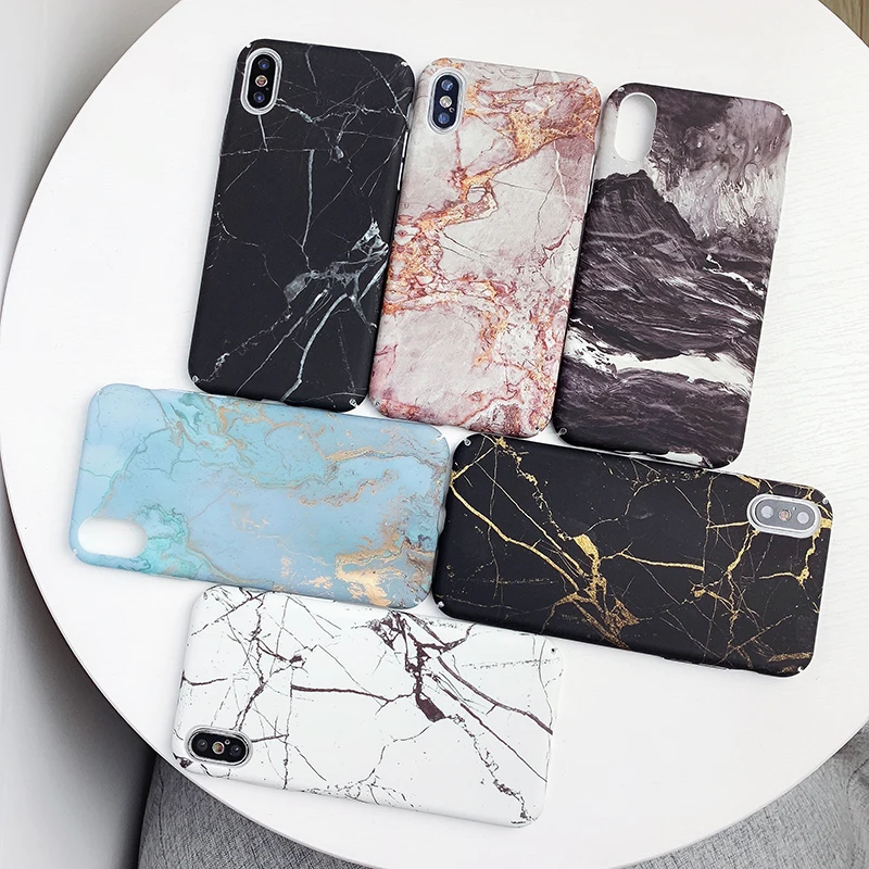 

Marble texture Phone cases for iPhone XS Max X XR stone pattern hard PC full cover for iphone 6 6S 7 8 Plus back cases