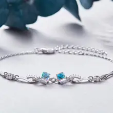 UXN73 браслет с кристаллами 925 серебро Циркон Женская Ручная бижутерия свадебный подарок на день рождения