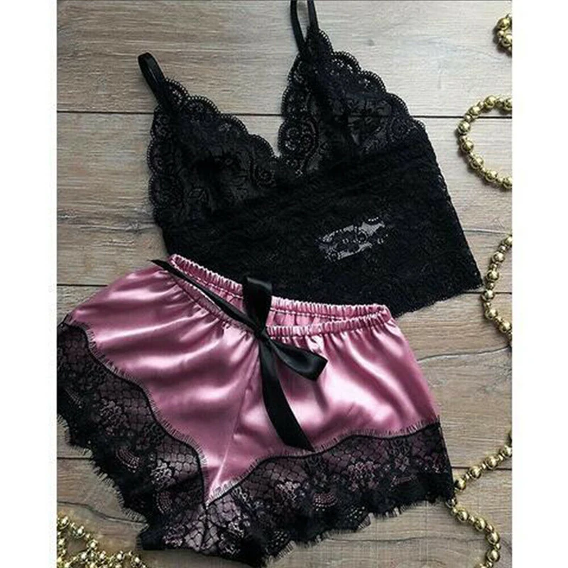 Women pajamas Lace Sexy Lingerie Sleepwear Nightdress Tops Shorts Set Women's Home Dresses Babydoll Yoga Underwear Nightgown