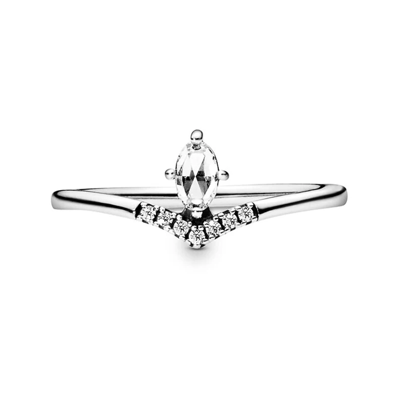 CUTEECO Eternal Elegance Drop Crystal Rings for Women Fashion Simple V Type Stacked Ring Wedding Jewelry Dropshipping
