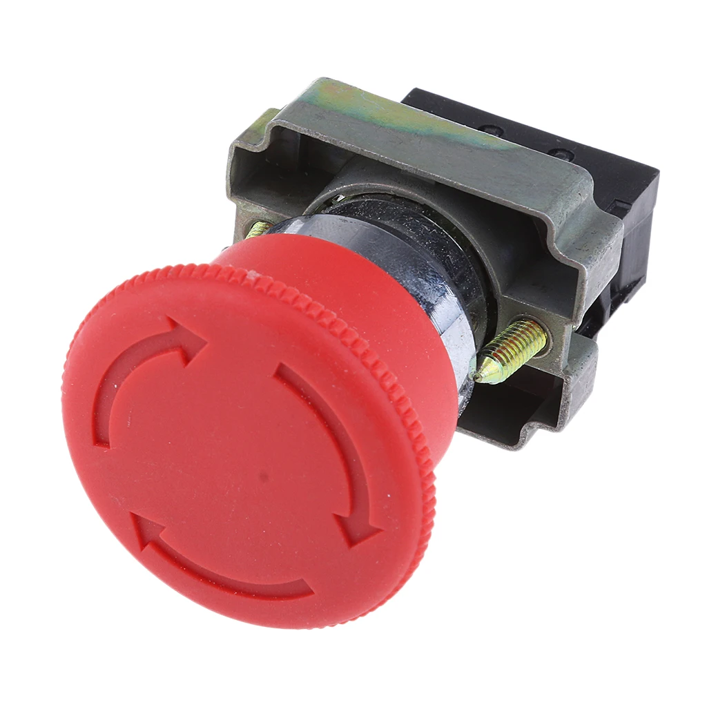 XB2 BS542 Mushroom Head Turn to Release NC Reset Emergency Stop Push Button Switch Red for Industrial Machine