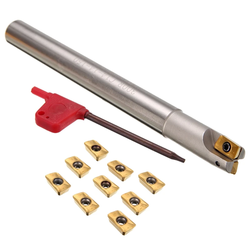 

BMBY-1Pc 150Mm Shank Lathe Turning Tool Holder 300R C14-14-150 Boring Bar + 10Pcs Apmt1135Pder Inserts With T8 Wrench