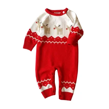 

Sale Autumn Winter Baby Rompers Long Sleeve Baby Boys Girls Cotton Round Neck Cartoon Christmas Deer Newborn Jumpsuit Red Blue
