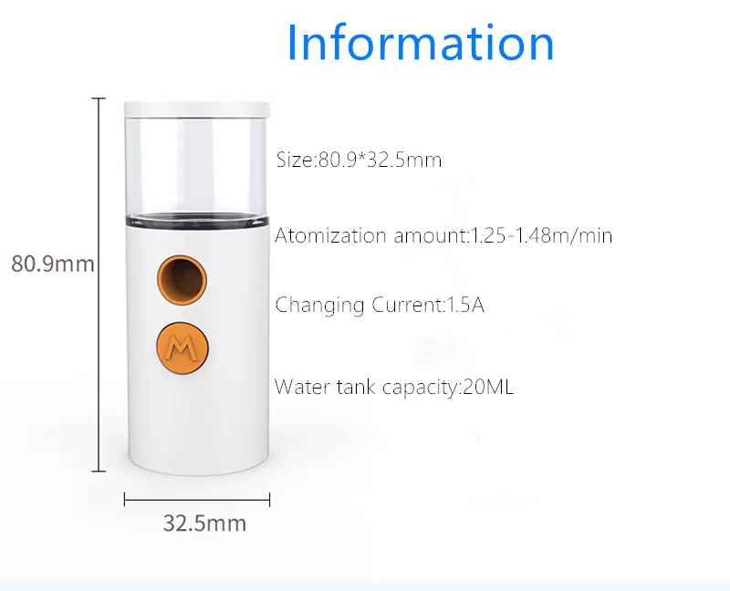 Portable Nano Mist Sprayer Facial Hydrating Humidifier Instrument Spraying Machine Negative Steaming Face Moisturizing Tool