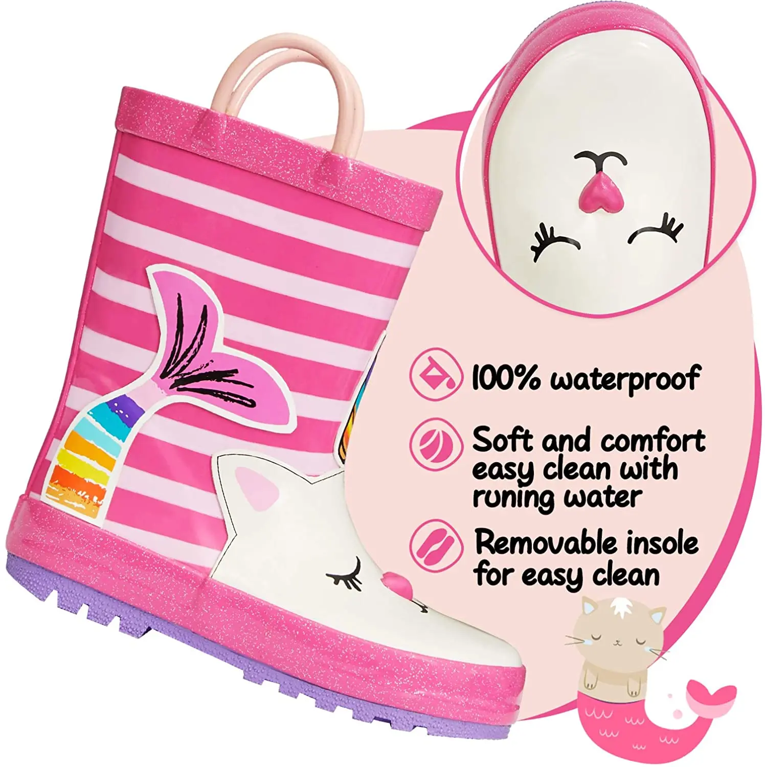 Unicorn Rubber Outdoor Waterproof Rain Boots