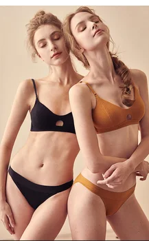 

French Bra Bralette Thread Cotton Non-Steel Ring WOMEN'S Underwear Thin Soft-Cup with Insert