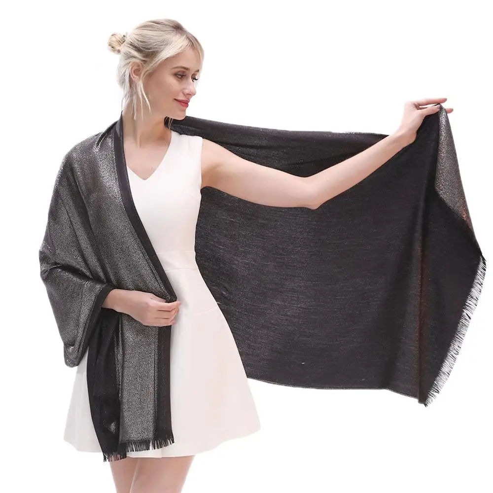 

27 Colors Fashion Lurex Glitter Fringe Cotton Scarf Shawl Lady Plain Sparkling Wrap Headband Bufandas Muslim Hijab 180*70Cm