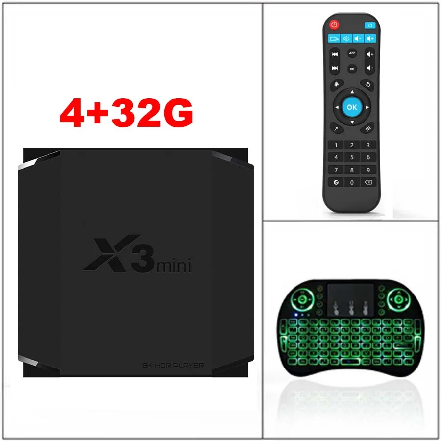 X3mini 8K Amlogic S905X3 Smart tv BOX Android 9,0 4G 64GB Dual Wifi BT 1080p X3 Мини медиаплеер телеприставка PK X96 AIR A95X F3 - Цвет: 4G32G ADD I8