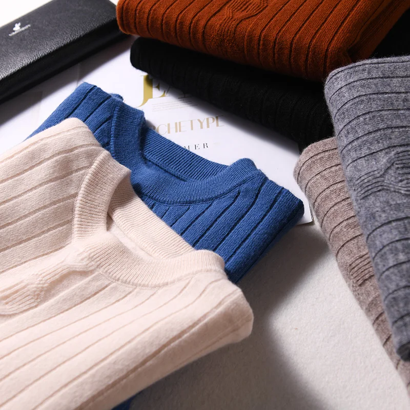 Sparsil Men Winter 100% Cashmere Sweater O-Neck Full Sleeve Twist Knitted Pullovers Autumn Warm Wool Boys Thicken Jumpers