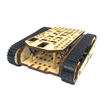 Wooden Tracked Tank Chassis Track Crawler RC Smart Robot Car Tracking Obstacle Avoidance Education DIY Kit High Quality official doit rc tank chassis crawler intelligent barrowload remote control kit tractor obstacle caterpillar wall e infrared