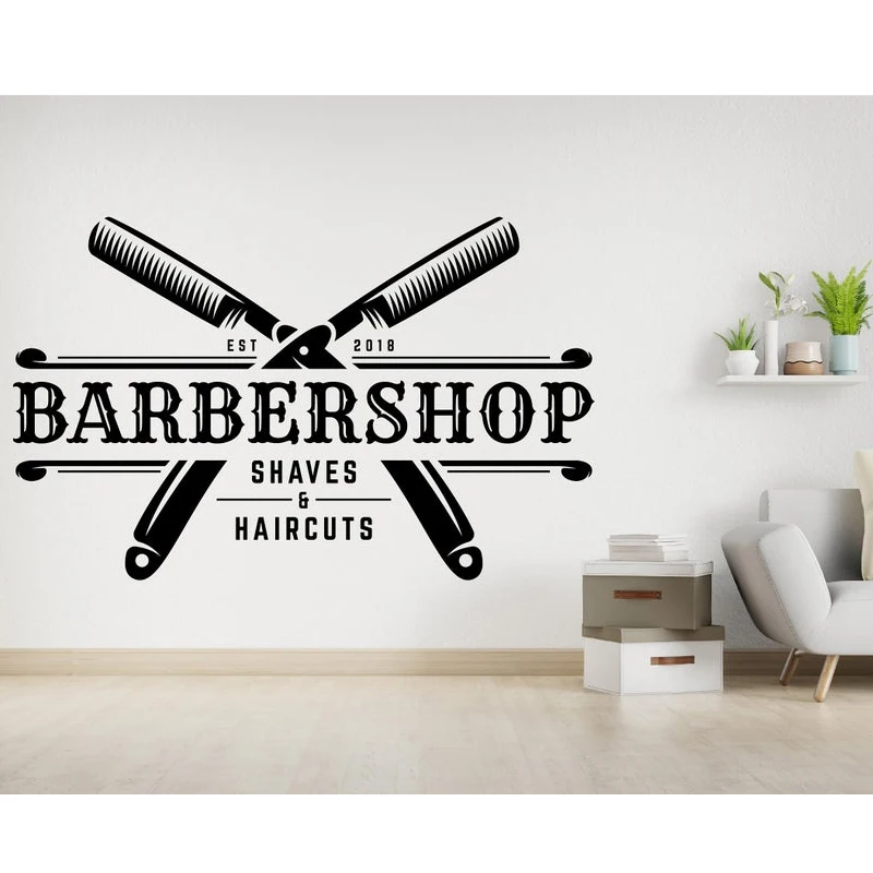 Manliest Barber Shop Wall Decal Sign Logo Gentleman Hair Salon Interior Decor Door Window Vinyl Sticker Lettering Wallpaper E328 | Дом и сад