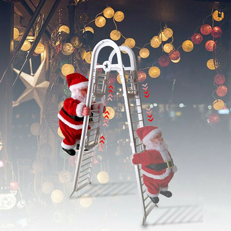 Новая двойная электрическая лестница для скалолазания Санта Клаус поет Рождественская фигурка орнамент рождественские вечерние поделки творческий подарок на праздник