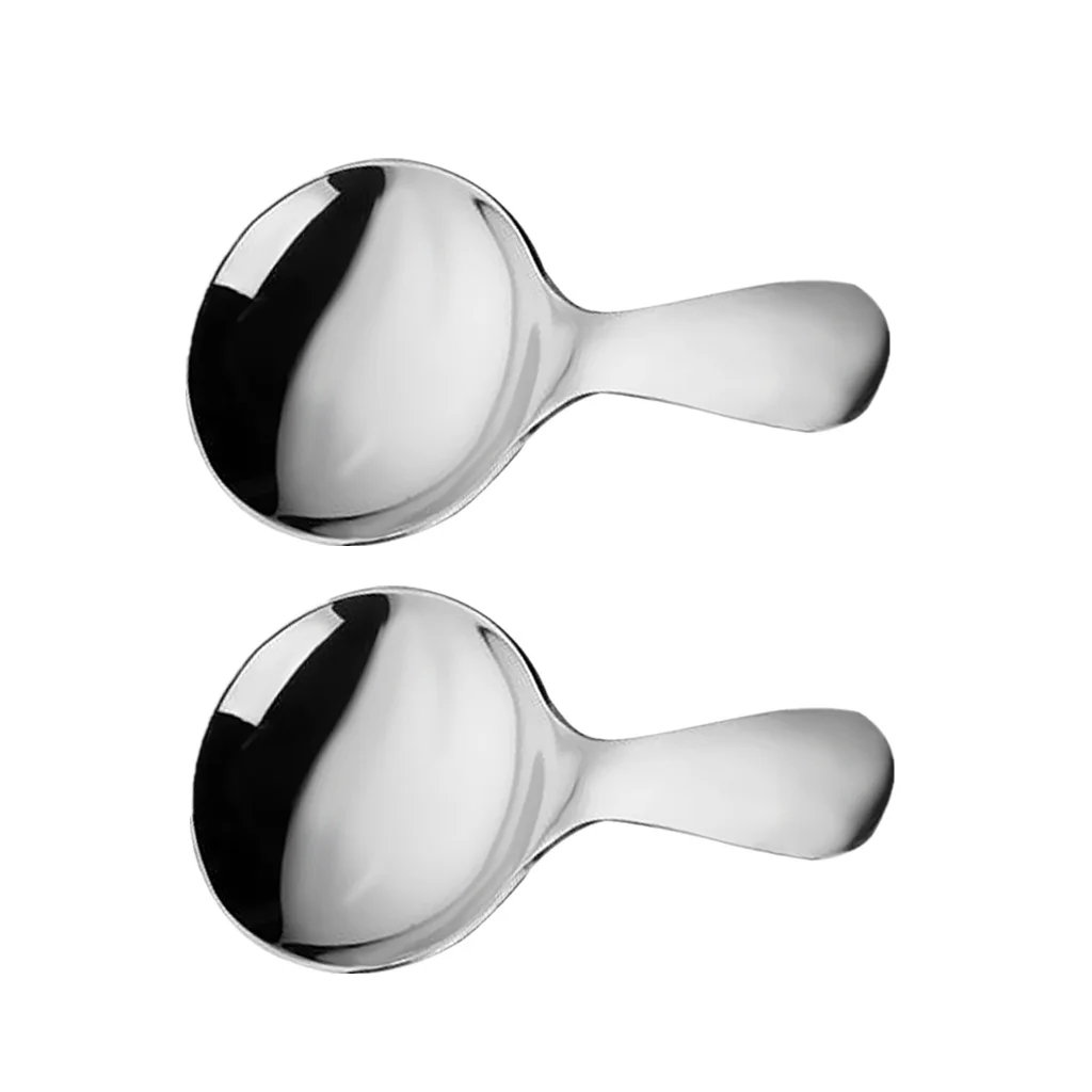 2pc Ice Ceram Spoon Small Stainless Steel Short Coffee Tea Cutlery Set Sugar