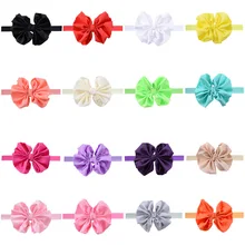 Лидер продаж, Европейская и американская детская эластичная лента с бантом, блестящая шелковая повязка на голову с бантом, аксессуары для волос, 16 цветов