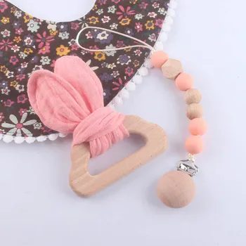 

Cloud Wood Teether Set and Beech Wooden 15mm Silicone Beads Pacifier Clips Chain Best Gift for Newborn