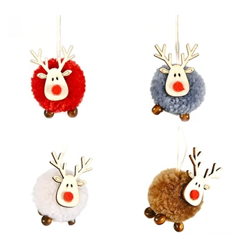 

4 PACK Cute Felt Wooden Elk Christmas Tree Decorations Hanging Pendant Deer Craft Ornament Christmas Decor New Year 2021