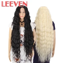 Leeven длинные волнистые синтетические Синтетические волосы на кружеве парик блонд, черный, 613 афро волос триммер для носа женский парик