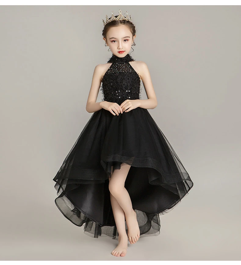 Детская одежда платье принцессы для девочки; Qipao длинный день рождения вечернее платье, китайское младенца Китайская одежда на год черное платье без рукавов с принтом «Cheongsam»