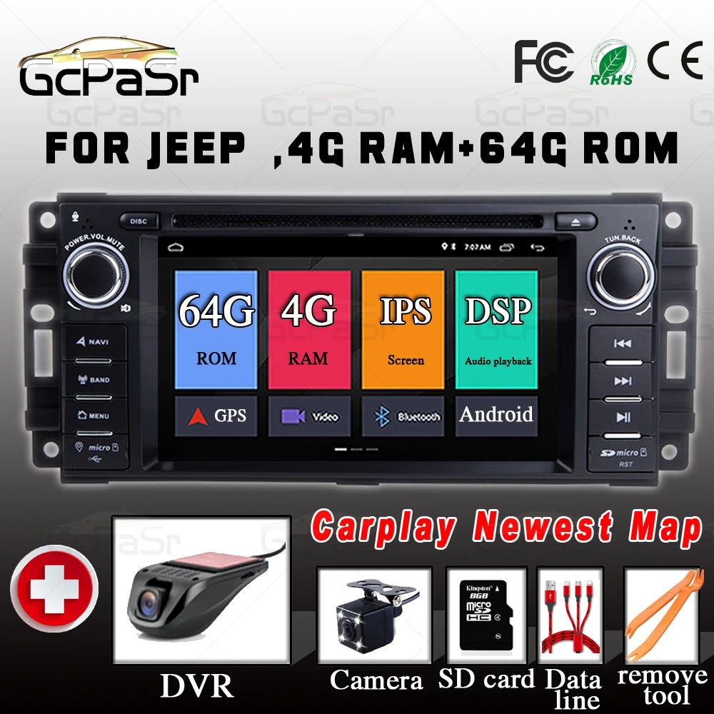 Автомагнитола 2DIN 4G Android мультимедиа для Jeep Grand Chrysler Cherokee 300C Dodge Ram patriota Sebring
