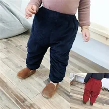 Chen Mom/корейский стиль, для маленьких детей, мальчиков и девочек, с высокой талией, вельвет, чистый хлопок, с подкладкой, плюс бархат, три слоя, L