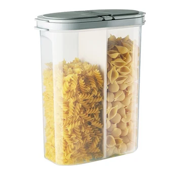 

4pcs 23 X 19.5 X 9.5cm Two Compartment Storage Box Grain Airtight Canister Food Storage Containers Kitchen Storage Jars Bottles