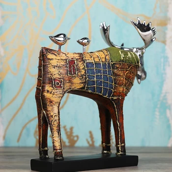 

25 X 24.5 X 11cm European Retro Home Elk Ornament Creative Elk Model Decorative Crafts Home Decorations Nordic Style Living Room