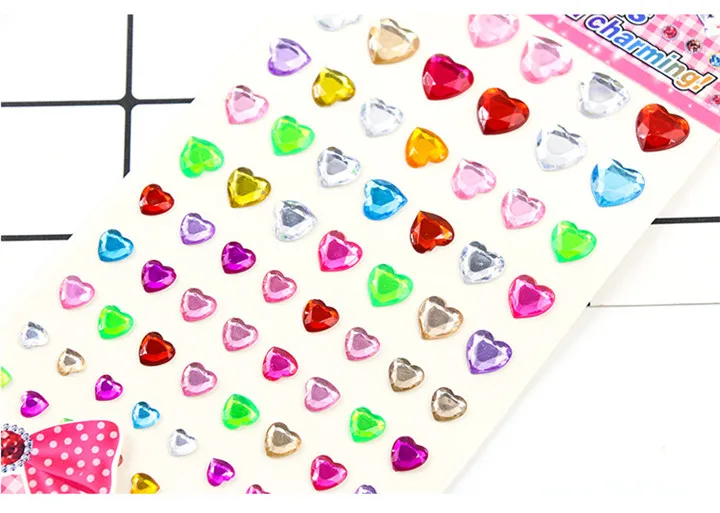 6  Acrylic Love Crystal Stickers Different Size Single Round Love Rhinestones Stickers For Women Mobile Phone Shell Decor Sticker