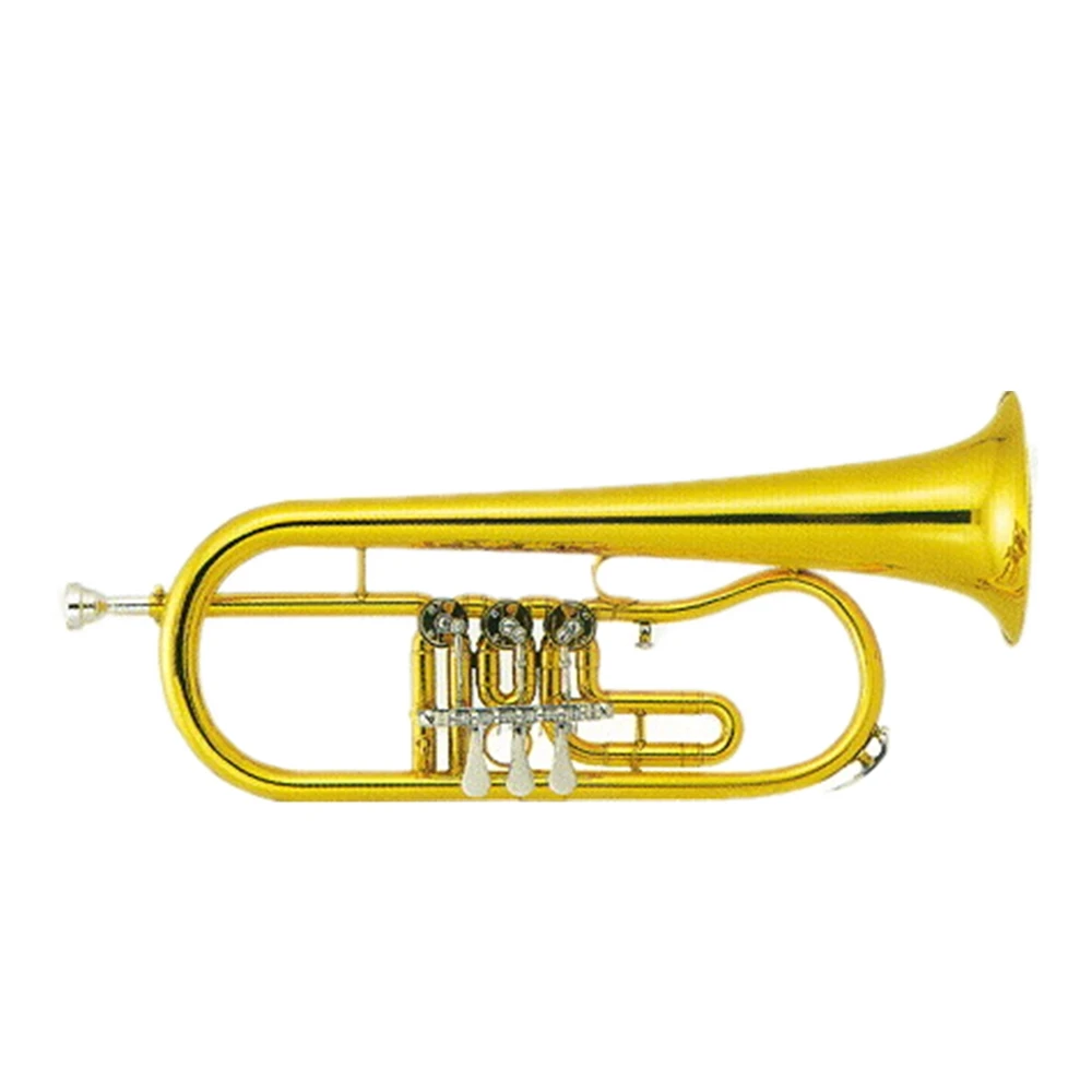 Gold lacquer Brass body Tone Bb Rotary Flugelhorn