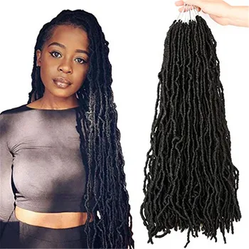 

18 Inch Nu Faux Locs Wavy Crochet Braids Hair African Roots Synthetic Soft Locs Crochet Dreadlock Hair Extensions for Woman