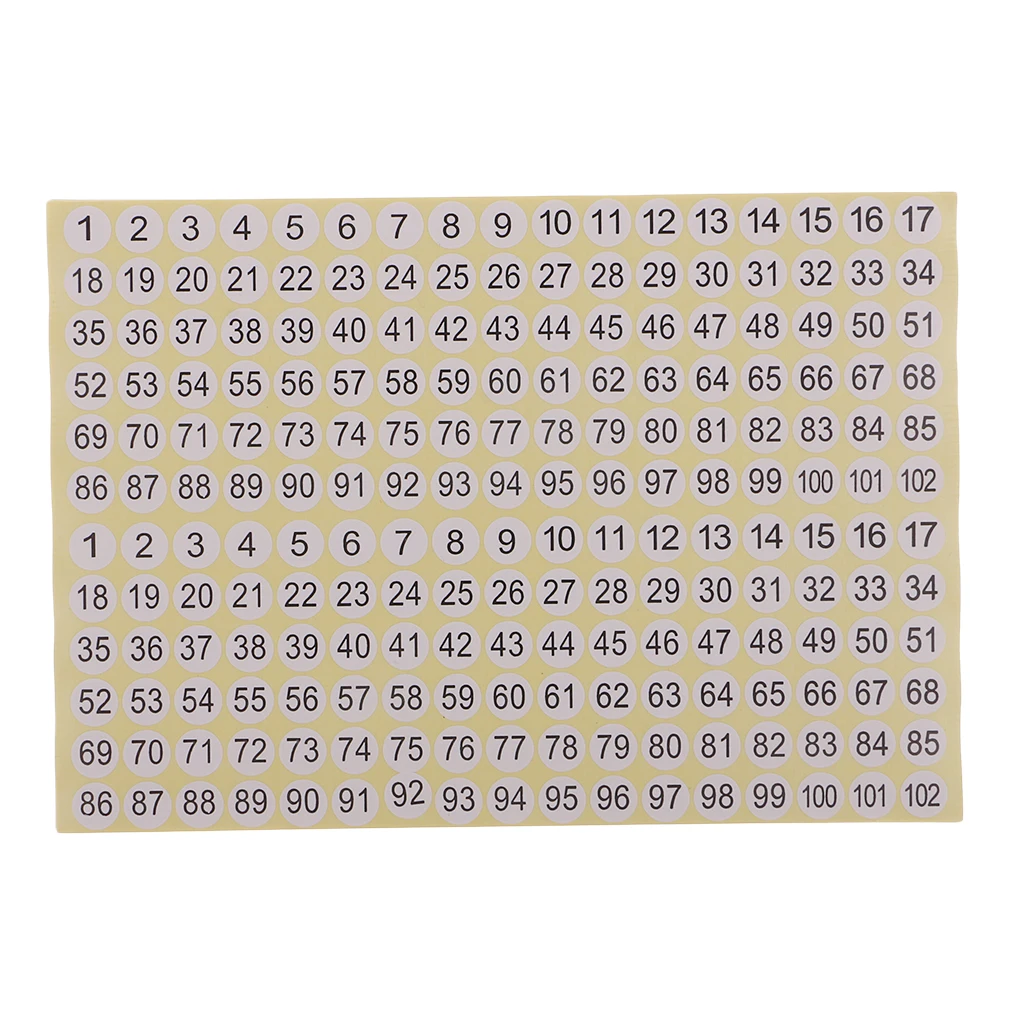 15 Sheets Round Sticky 1 to 102 Numbers Stickers Self Adhesive Small Garment Numbered Labels for Home School &amp Office Use | Дом и сад