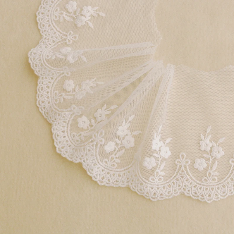 Lace Fabric 2YARD 12CM Handmade DIY Clothing Accessories Wedding Floral Embroidery Lace Fabrics Curtains Sofa Sewing Lace Trim