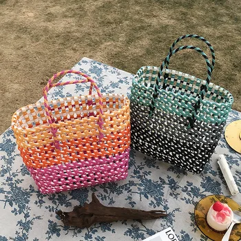 

Summer Casual Hollow Out Baskets Bag Designer Pvc Women Handbags Large Capacity Totes Ladies Summer Beach Purses Travel 2020