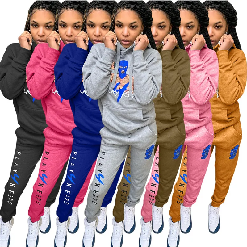 

Sweatsuit Two Piece Set Women Outfit Hoodie Pocket Top Sweatpants Sport Suit Joggers Matching Set Wholesale Dropshipping 2020