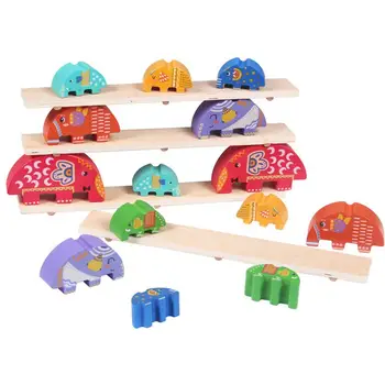

Children Montessori Wooden Elephant Balance Blocks Board Games Stacked Blocks Assembling Educational Toys