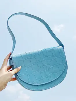 

Women Crossbody Bag Fashion Alligator Semicircle Saddle Bags Crocodile Shoulder Bags For Female Handbags Designer Bolsas