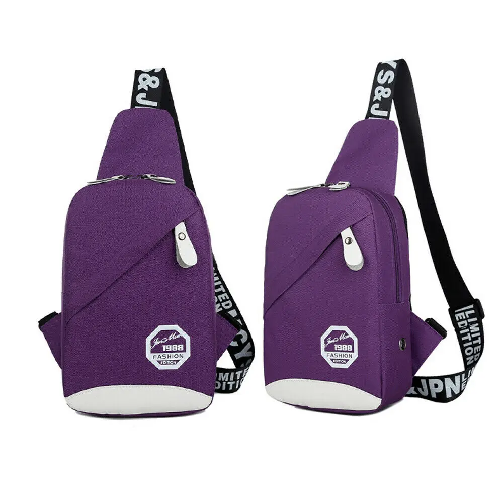 1 шт., мужская сумка-мессенджер, на плечо, ткань Оксфорд, нагрудные сумки, через плечо, повседневные сумки-мессенджеры, мужские многофункциональные сумки с зарядкой через USB - Цвет: Фиолетовый