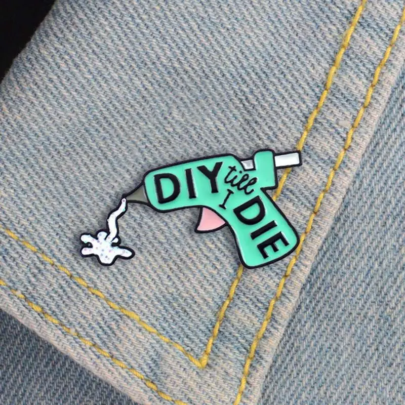 Красочный мультфильм спрей DIY клеевой пистолет брошь декоративный Металл Воротник эмалированные булавки детская школьная сумка джинсовые рубашки значок модные ювелирные изделия
