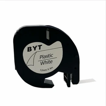 

Compatible Label Tape Replacement for Dymo Letratag Refills 91201 1/2 inch W x 13 inch L Black On White Plastic Tape Work for Dy