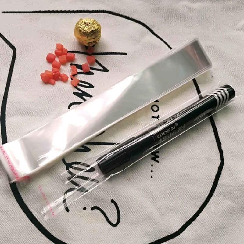 1000pcs 3cm Wide Transparent Self Sealing Plastic Bags Gift Jewelry Packaging Bag Cellophane Long Pen Pencil Bag Slender Bag