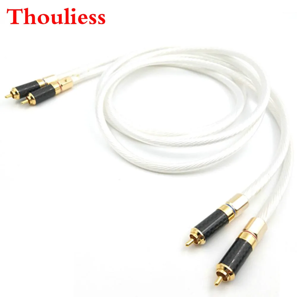 

Thouliess Pair HIFI RCA Cable Audio Cable 7N OCC Silver Plated Interconnect Cable With Carbon Fiber Gold Plated RCA