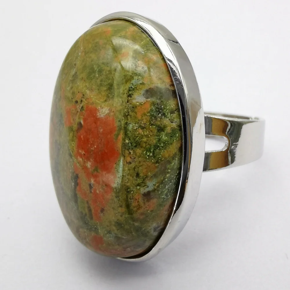 Unakite Epidote Лабрадорит унакит эпидот Howlite Родонит Howlite камень Сердолик Овальный драгоценный камень палец кольцо Размер 8 ювелирные изделия для женщин подарок 1 шт - Цвет основного камня: Unakite Epidote