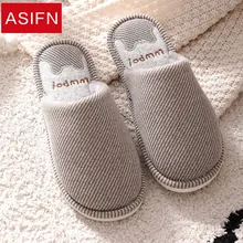 ASIFN мужские тапочки; зимняя домашняя обувь в японском стиле; большие размеры; домашняя теплая обувь на нескользящей мягкой подошве; Мужская обувь из плюша и хлопка